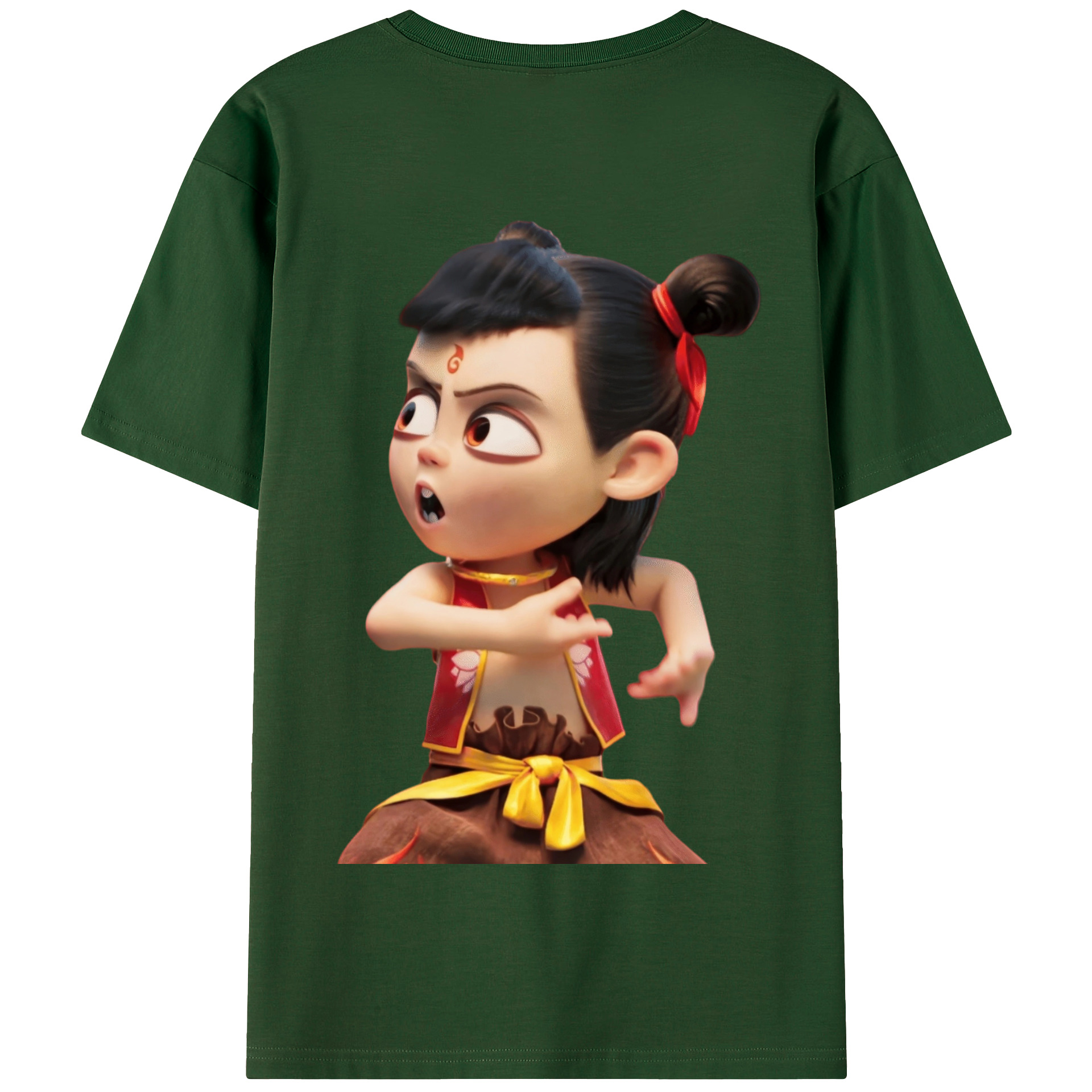 （画像用） Ne Zha 2 ナタ 魔童の大暴れ 綿100％半袖Tシャツ（背面プリント）